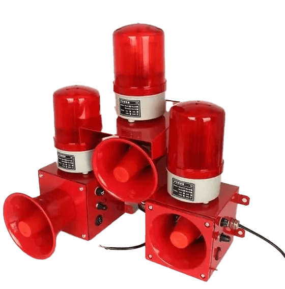 Overhead crane flashing beacon and audible alarm warning system