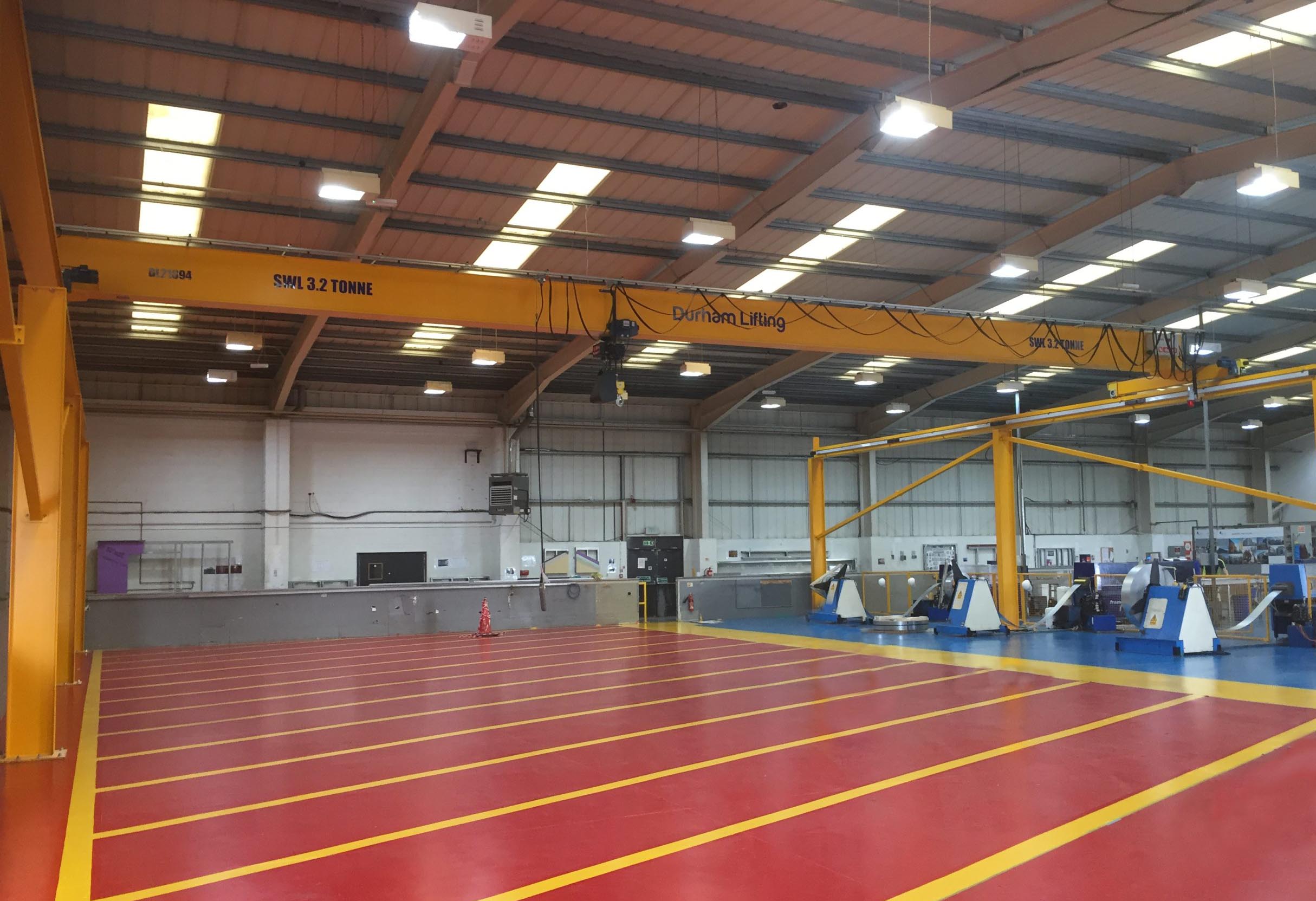 Industrial crane system supplied by Durham Lifting