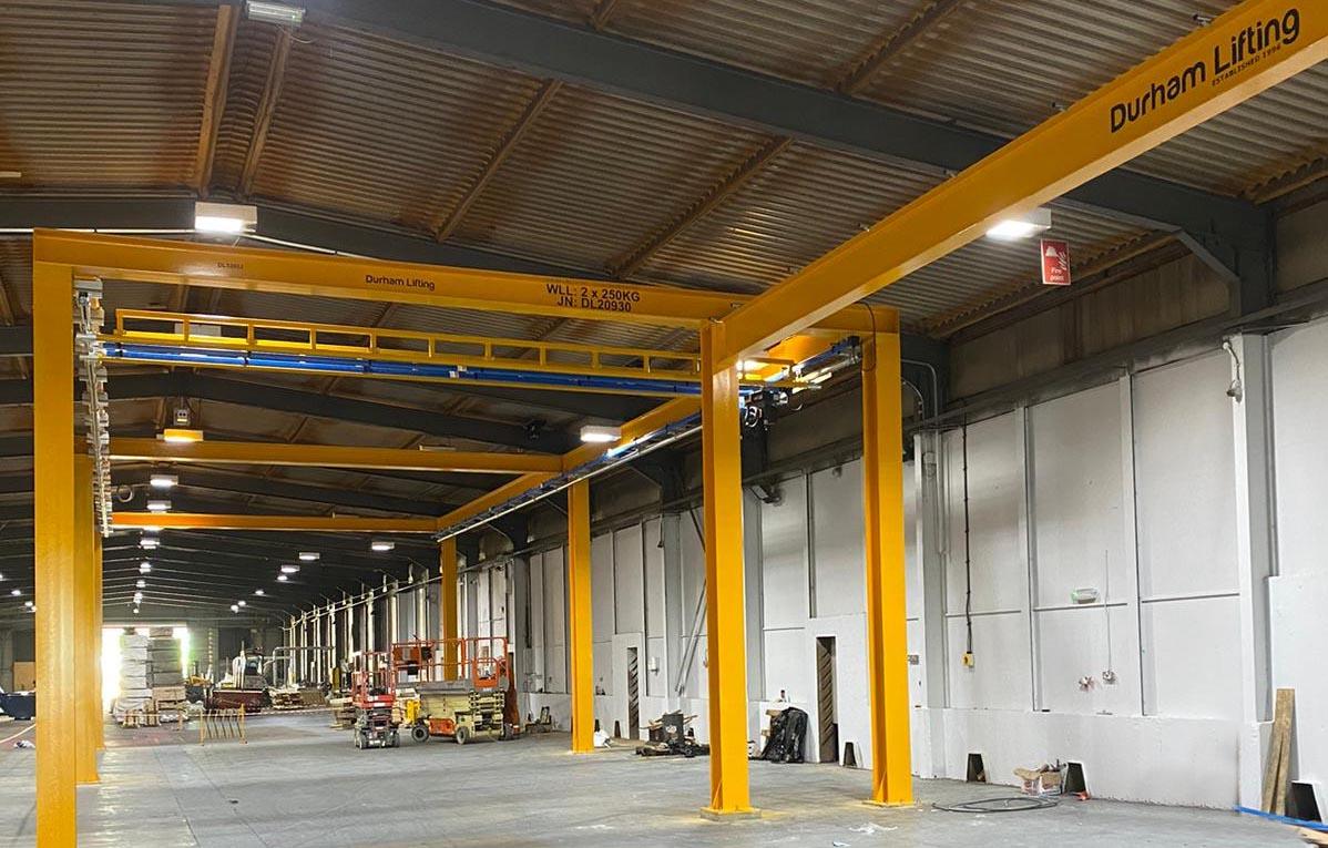 Workstation crane system supplied and installed by Durham Lifting