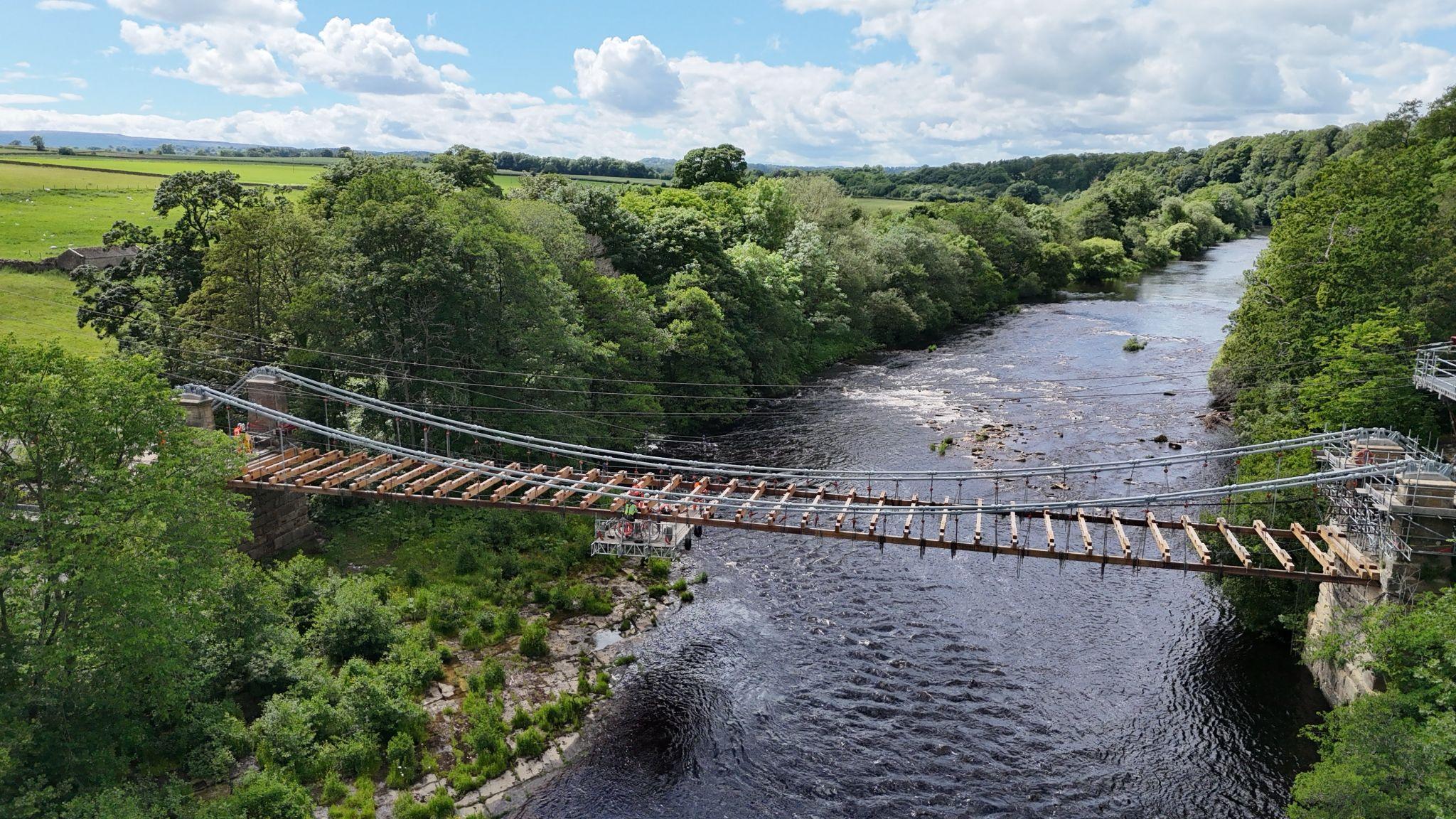 Whorlton Suspension Bridge spanning the River Tees